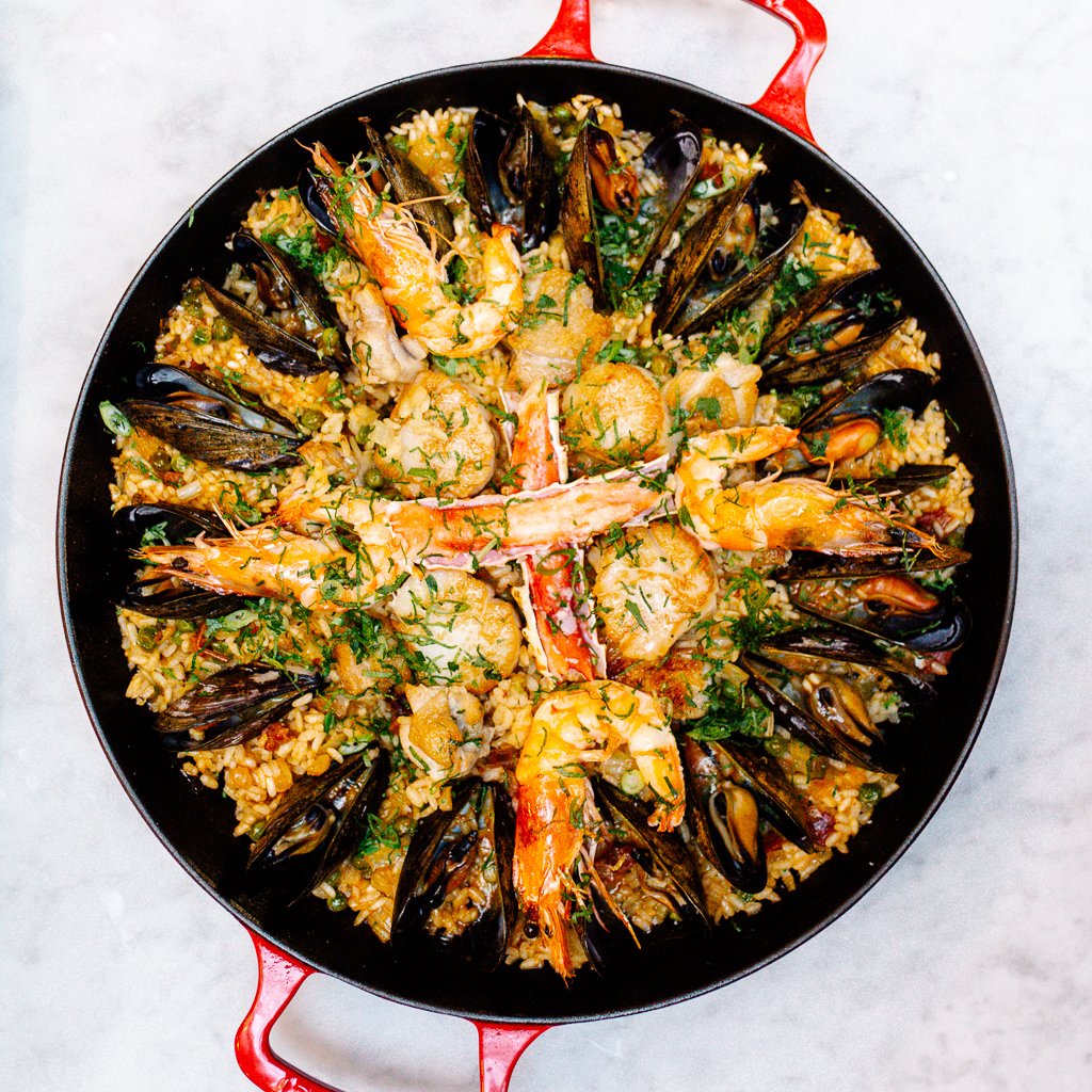 Holiday Paella with King Crab and Chorizo